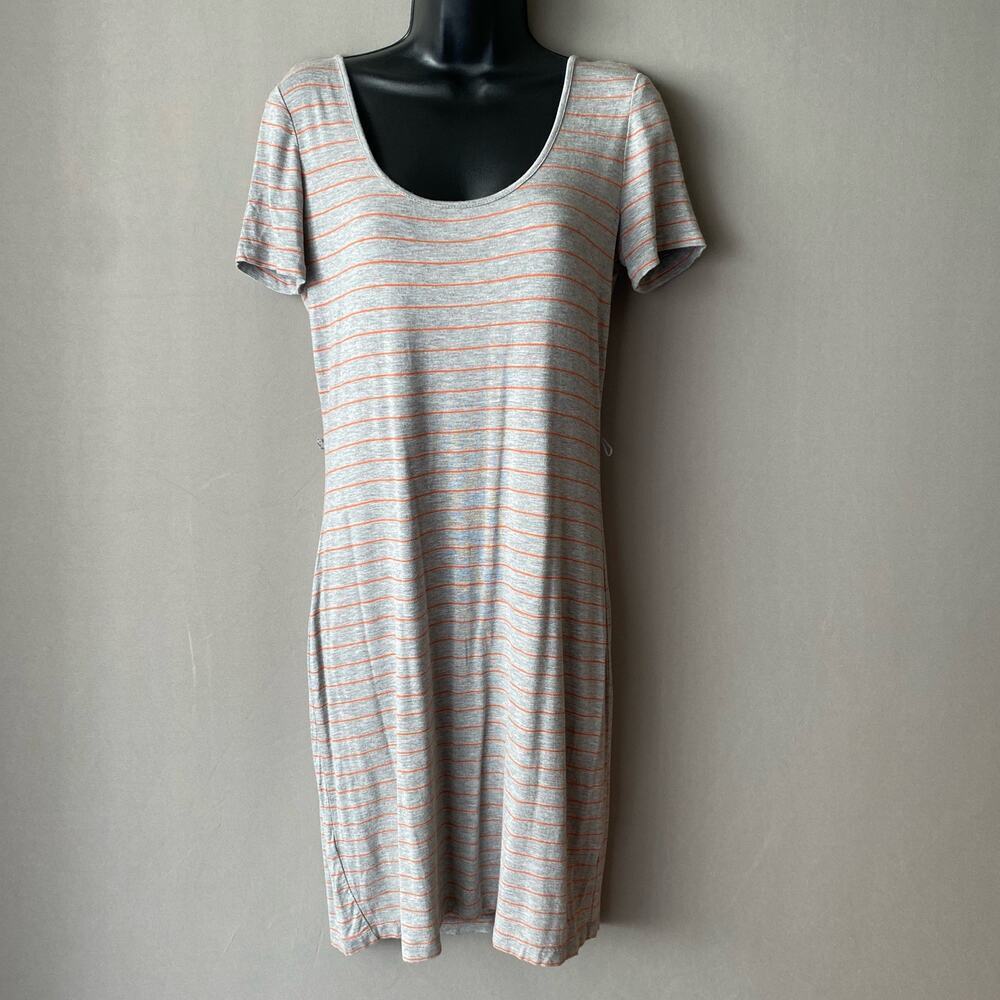 Calvin Klein sz 4 gray‎ orange stripe mini shirt dress